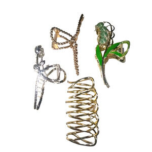 Lot Of 4 Alligator Clips Hair Barrettes Gold Silver Tone